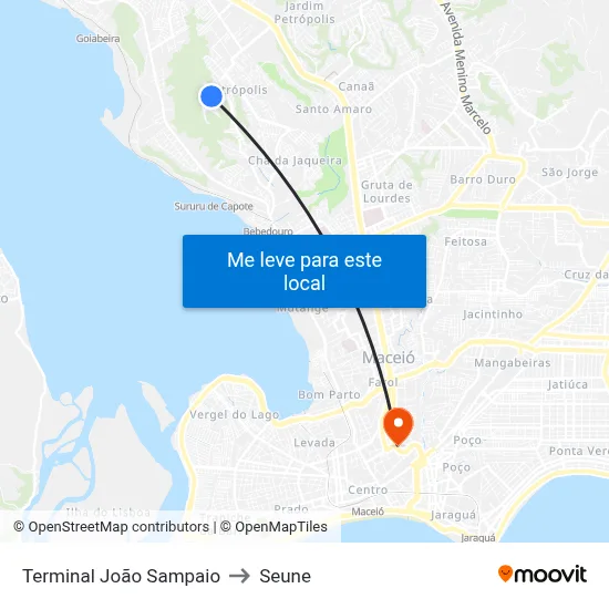 Terminal João Sampaio to Seune map