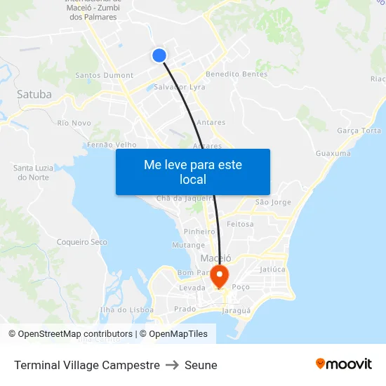 Terminal Village Campestre to Seune map