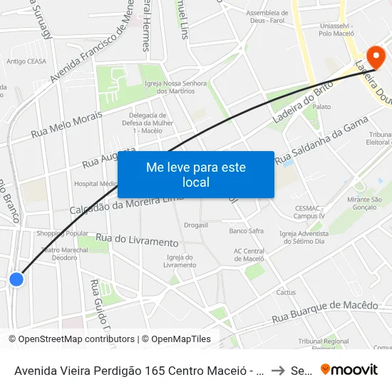 Avenida Vieira Perdigão 165 Centro Maceió - Al 57020-290 Brasil to Seune map