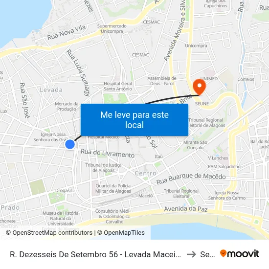 R. Dezesseis De Setembro 56 - Levada Maceió - Al 57017-020 Brasil to Seune map