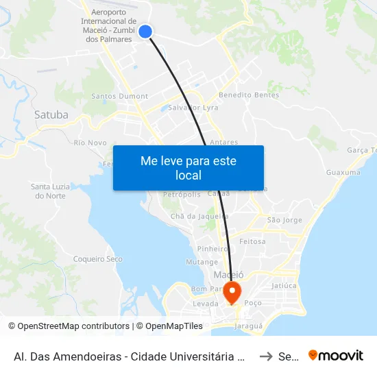 Al. Das Amendoeiras - Cidade Universitária Maceió - Al Brasil to Seune map
