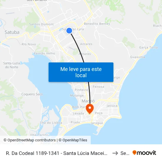 R. Da Codeal 1189-1341 - Santa Lúcia Maceió - Al 57082-117 Brasil to Seune map