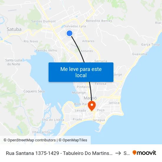 Rua Santana 1375-1429 - Tabuleiro Do Martins Maceió - Al 57081-020 República Federativa Do Brasil to Seune map