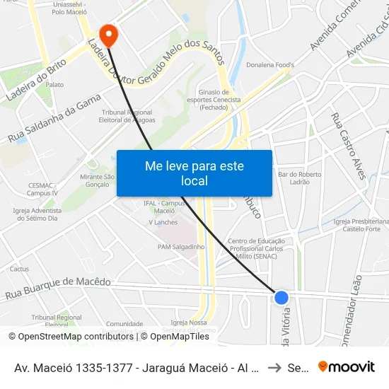 Av. Maceió 1335-1377 - Jaraguá Maceió - Al 57022-080 Brasil to Seune map