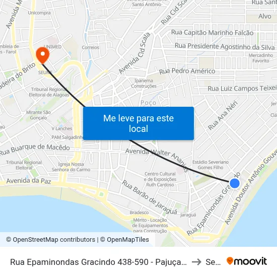 Rua Epaminondas Gracindo 438-590 - Pajuçara Maceió - Al Brasil to Seune map