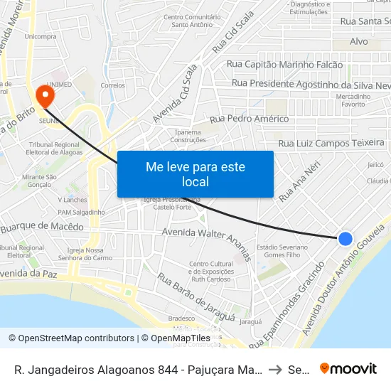 R. Jangadeiros Alagoanos 844 - Pajuçara Maceió - Al Brasil to Seune map