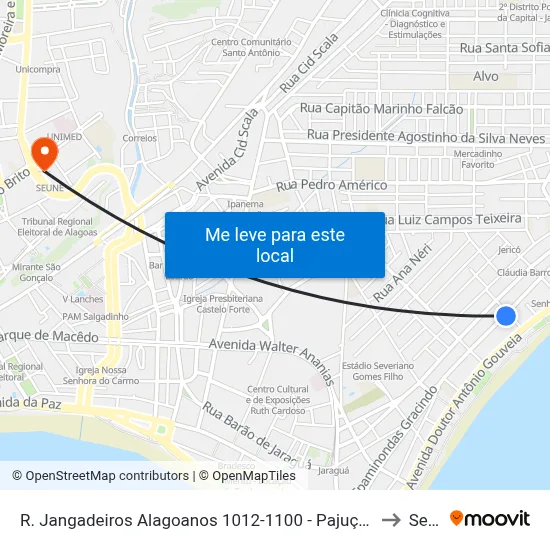 R. Jangadeiros Alagoanos 1012-1100 - Pajuçara Maceió - Al Brasil to Seune map