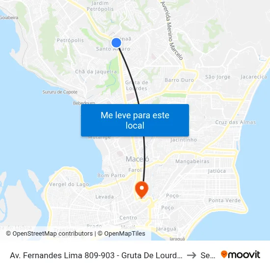 Av. Fernandes Lima 809-903 - Gruta De Lourdes Maceió - Al Brasil to Seune map