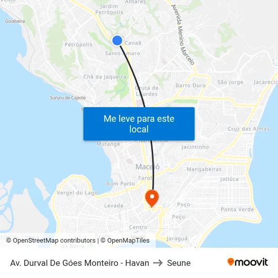 Av. Durval De Góes Monteiro - Havan to Seune map