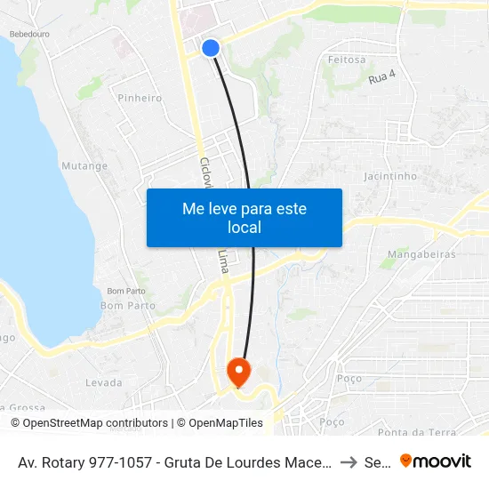 Av. Rotary 977-1057 - Gruta De Lourdes Maceió - Al 57052-480 Brasil to Seune map