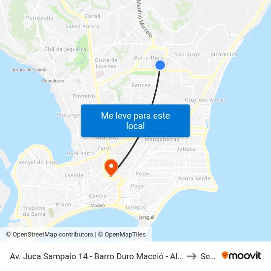 Av. Juca Sampaio 14 - Barro Duro Maceió - Al 57046-242 Brasil to Seune map