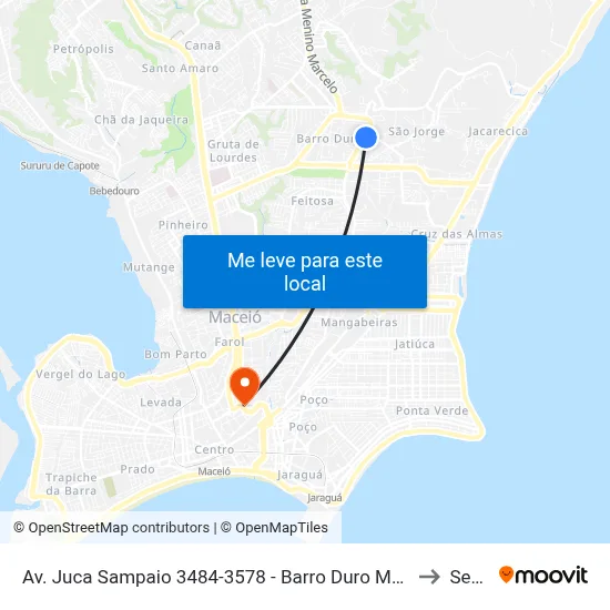 Av. Juca Sampaio 3484-3578 - Barro Duro Maceió - Al Brasil to Seune map