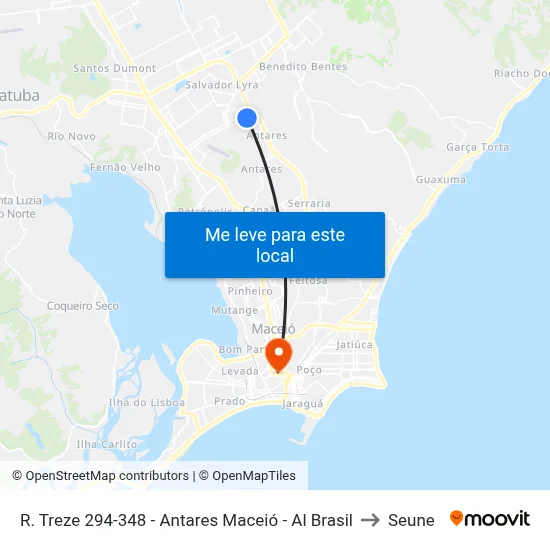 R. Treze 294-348 - Antares Maceió - Al Brasil to Seune map