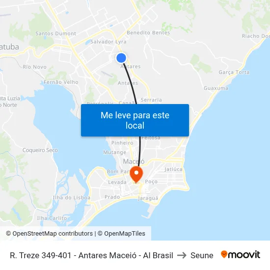 R. Treze 349-401 - Antares Maceió - Al Brasil to Seune map