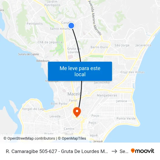 R. Camaragibe 505-627 - Gruta De Lourdes Maceió - Al 57045-850 Brasil to Seune map