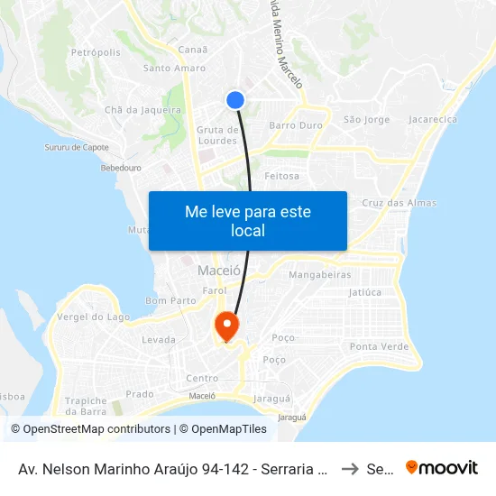 Av. Nelson Marinho Araújo 94-142 - Serraria Maceió - Al Brasil to Seune map