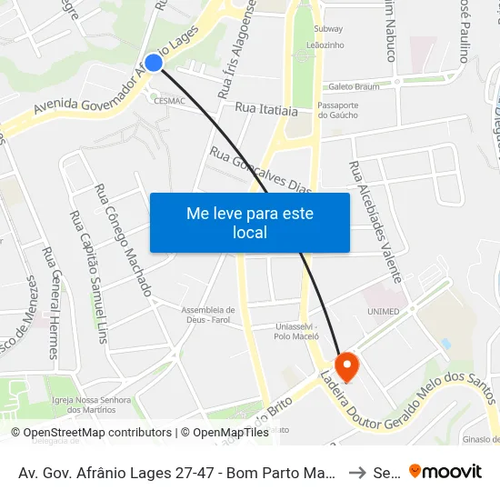 Av. Gov. Afrânio Lages 27-47 - Bom Parto Maceió - Al 57017-340 Brasil to Seune map
