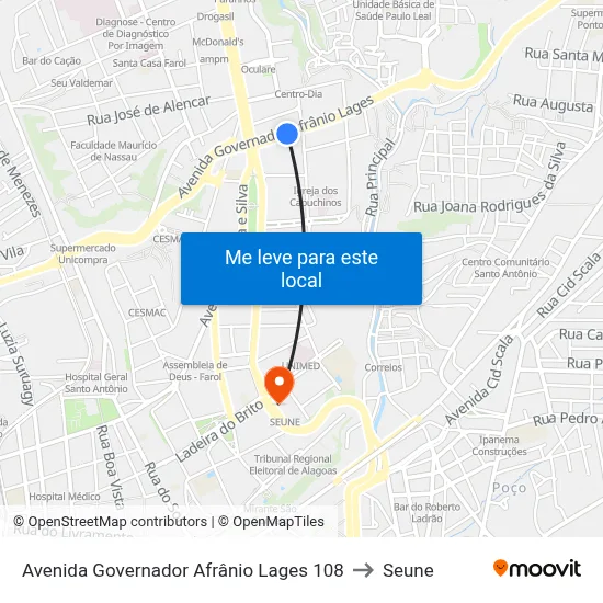 Avenida Governador Afrânio Lages 108 to Seune map
