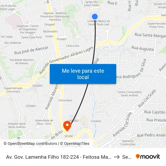 Av. Gov. Lamenha Filho 182-224 - Feitosa Maceió - Al Brasil to Seune map