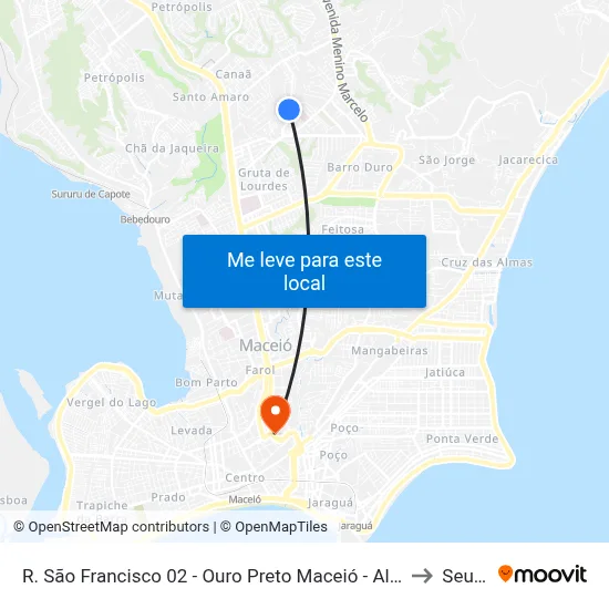 R. São Francisco 02 - Ouro Preto Maceió - Al Brasil to Seune map