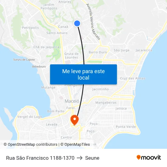 Rua São Francisco 1188-1370 to Seune map