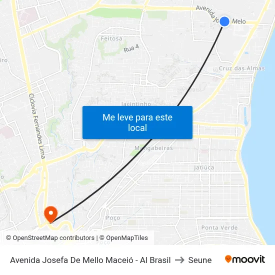 Avenida Josefa De Mello Maceió - Al Brasil to Seune map