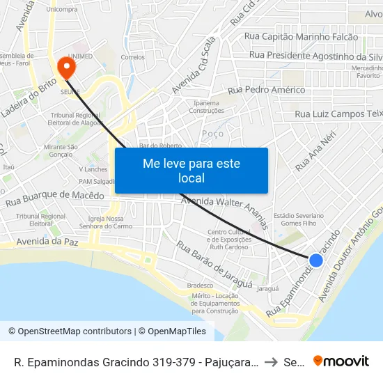 R. Epaminondas Gracindo 319-379 - Pajuçara Maceió - Al Brasil to Seune map