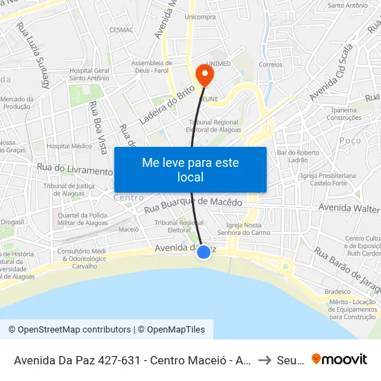 Avenida Da Paz 427-631 - Centro Maceió - Al Brasil to Seune map