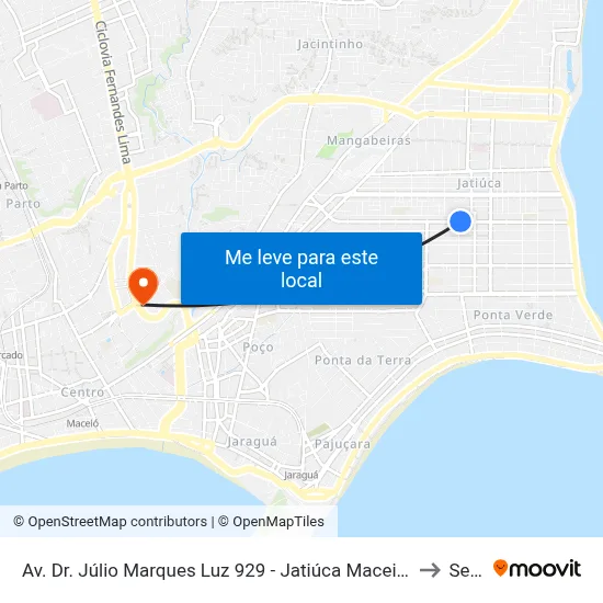 Av. Dr. Júlio Marques Luz 929 - Jatiúca Maceió - Al 57035-700 Brasil to Seune map