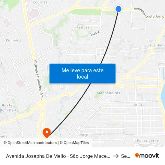 Avenida Josepha De Mello - São Jorge Maceió - Al Brasil to Seune map