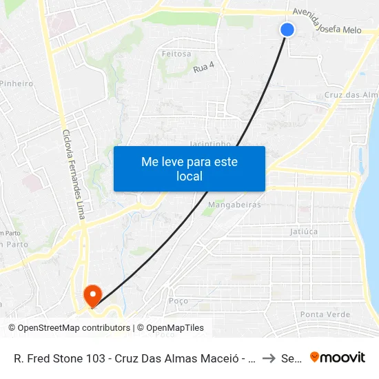 R. Fred Stone 103 - Cruz Das Almas Maceió - Al 57038-165 Brasil to Seune map
