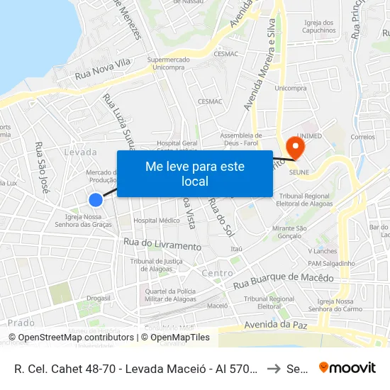 R. Cel. Cahet 48-70 - Levada Maceió - Al 57017-090 Brasil to Seune map
