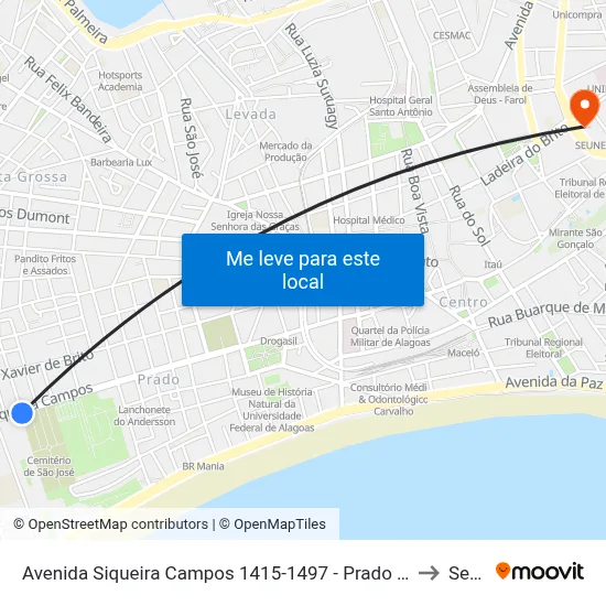 Avenida Siqueira Campos 1415-1497 - Prado Maceió - Al Brasil to Seune map