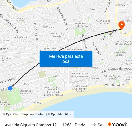 Avenida Siqueira Campos 1211-1263 - Prado Maceió - Al Brasil to Seune map