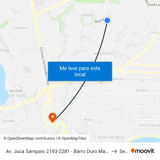 Av. Juca Sampaio 2193-2281 - Barro Duro Maceió - Al 57046-242 Brasil to Seune map