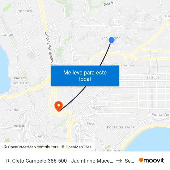R. Cleto Campelo 386-500 - Jacintinho Maceió - Al Brasil to Seune map