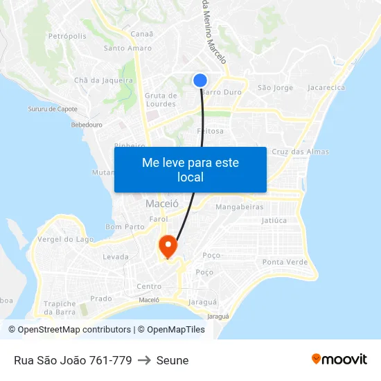 Rua São João 761-779 to Seune map
