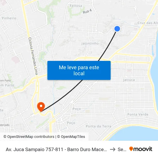 Av. Juca Sampaio 757-811 - Barro Duro Maceió - Al 57046-242 Brasil to Seune map
