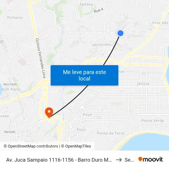 Av. Juca Sampaio 1116-1156 - Barro Duro Maceió - Al Brasil to Seune map