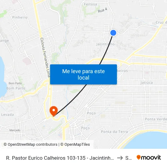 R. Pastor Euríco Calheiros 103-135 - Jacintinho Maceió - Al 57041-620 Brasil to Seune map