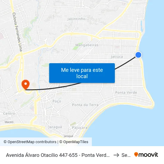 Avenida Álvaro Otacílio 447-655 - Ponta Verde Maceió - Al Brasil to Seune map