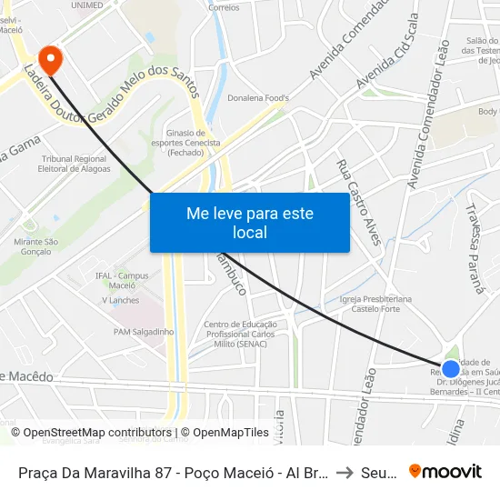 Praça Da Maravilha 87 - Poço Maceió - Al Brasil to Seune map