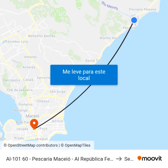 Al-101 60 - Pescaria Maceió - Al República Federativa Do Brasil to Seune map