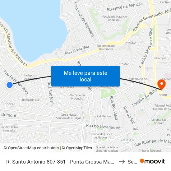 R. Santo Antônio 807-851 - Ponta Grossa Maceió - Al 57014-680 Brasil to Seune map