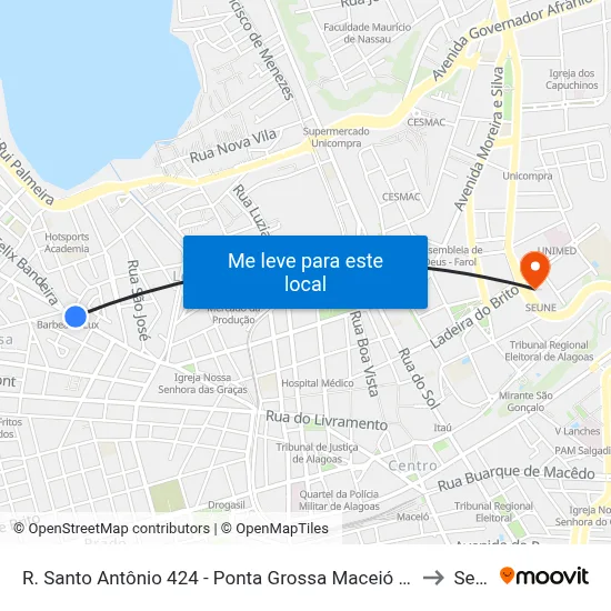 R. Santo Antônio 424 - Ponta Grossa Maceió - Al 57014-680 Brasil to Seune map