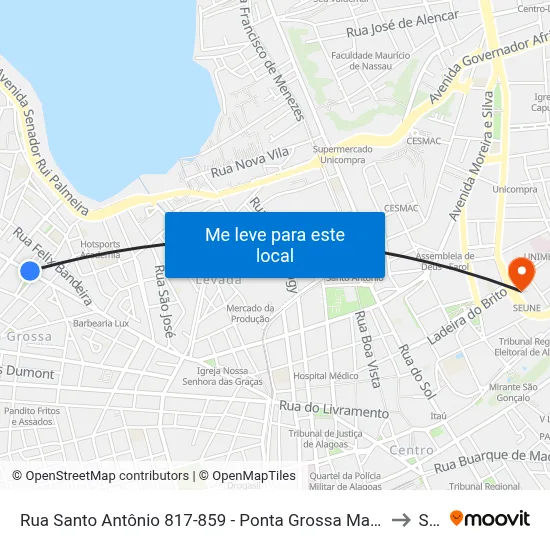 Rua Santo Antônio 817-859 - Ponta Grossa Maceió - Al 57014-680 República Federativa Do Brasil to Seune map