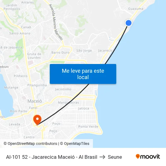 Al-101 52 - Jacarecica Maceió - Al Brasil to Seune map