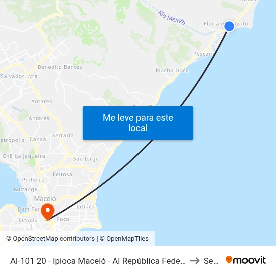 Al-101 20 - Ipioca Maceió - Al República Federativa Do Brasil to Seune map