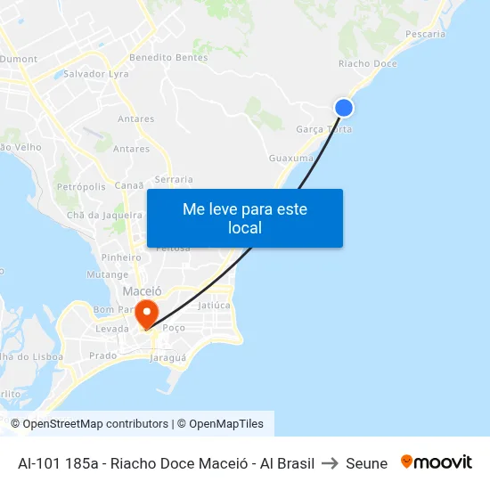 Al-101 185a - Riacho Doce Maceió - Al Brasil to Seune map