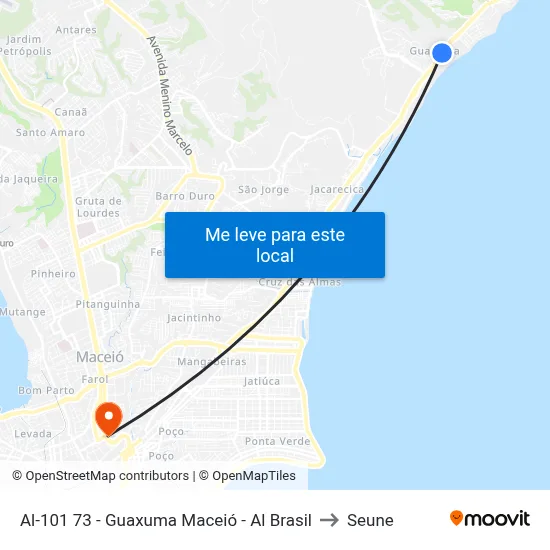 Al-101 73 - Guaxuma Maceió - Al Brasil to Seune map
